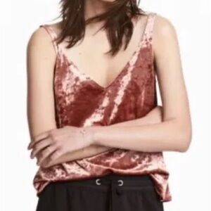 H&M Crushed Velvet Copper Color V-Neck Tank Small
